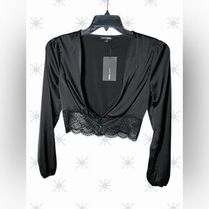 Fashion Nova Black Lace Detail Blouse